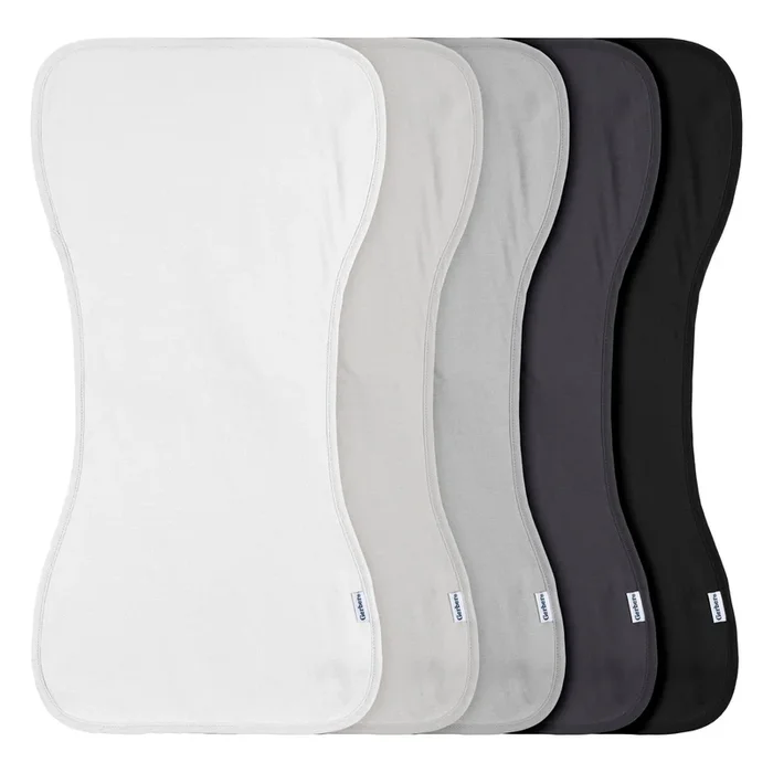 5-Pack Baby Neutral White & Black Jersey Burp Cloths
