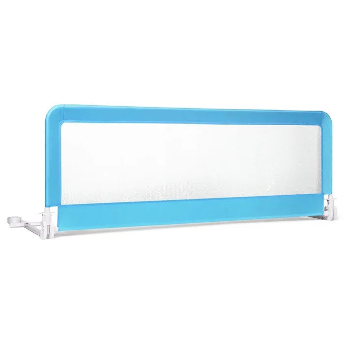 59 Inch Extra Long Folding Breathable Baby Children Toddlers Bed Rail Guard With Safety Strap-Blue