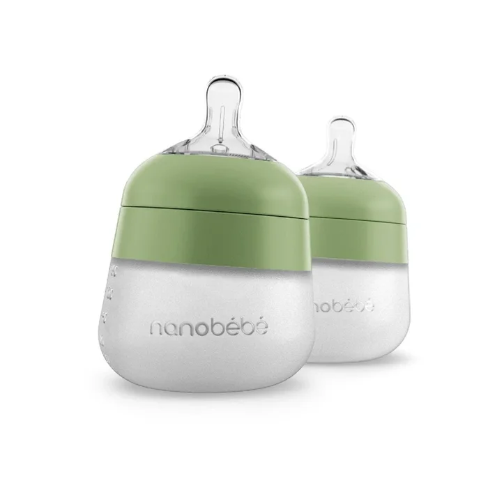5oz Flexy Silicone Baby Bottle 2-Pack | Sage