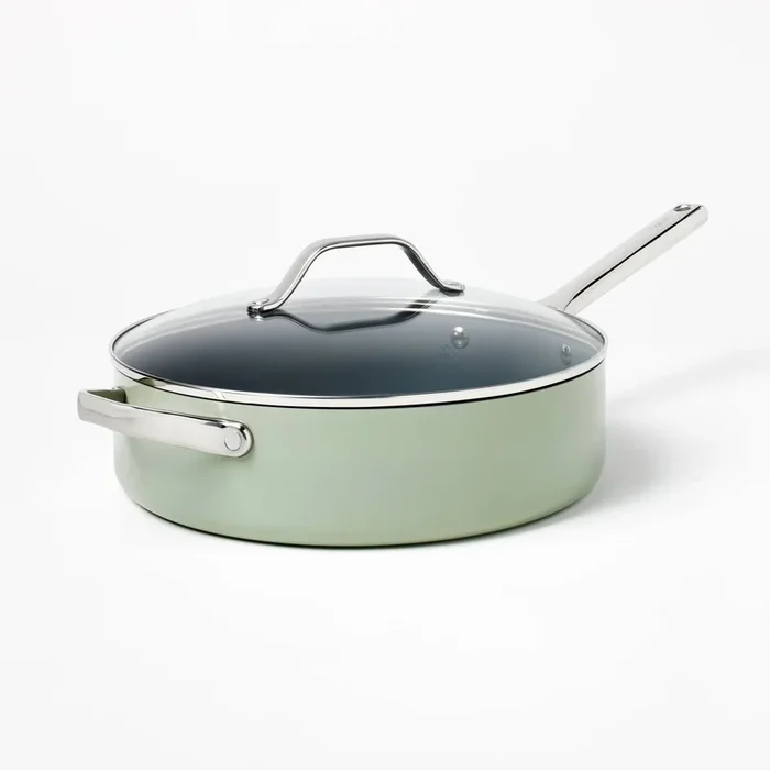 5qt Nonstick Ceramic Coated Aluminum Saute Pan Sage Green – ™