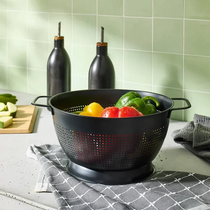 5qt Stainless Steel Colander Black