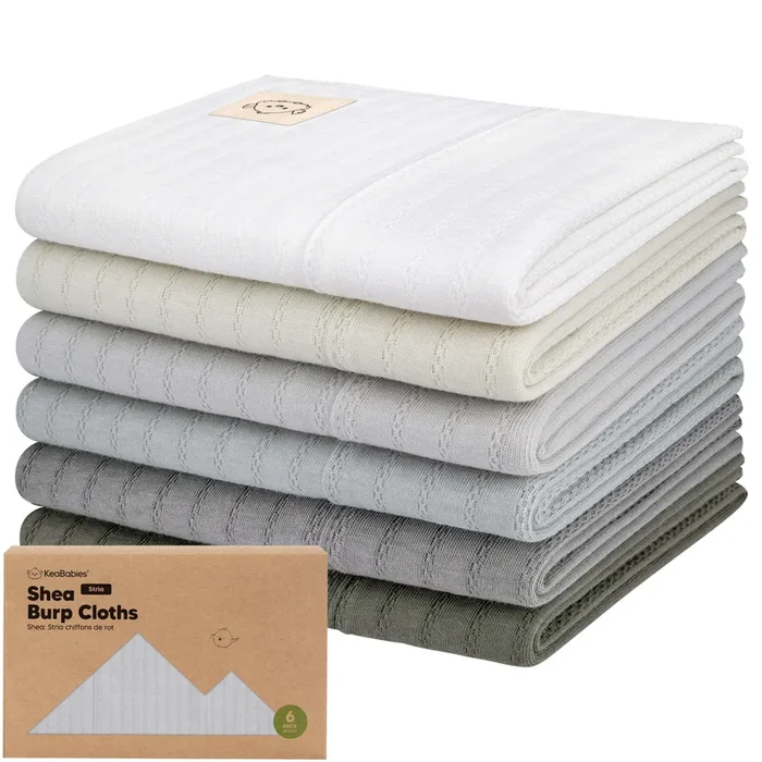 6-Pack Shea (Stria) Burp Cloths (Granite)