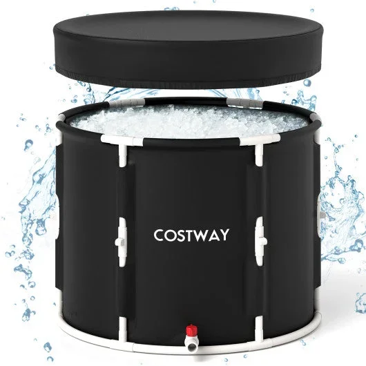 66 Gal Foldable Ice Bath Tub With Lid for Adult