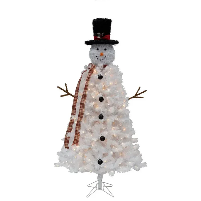 7′ White Snowman Tree with LED Lights