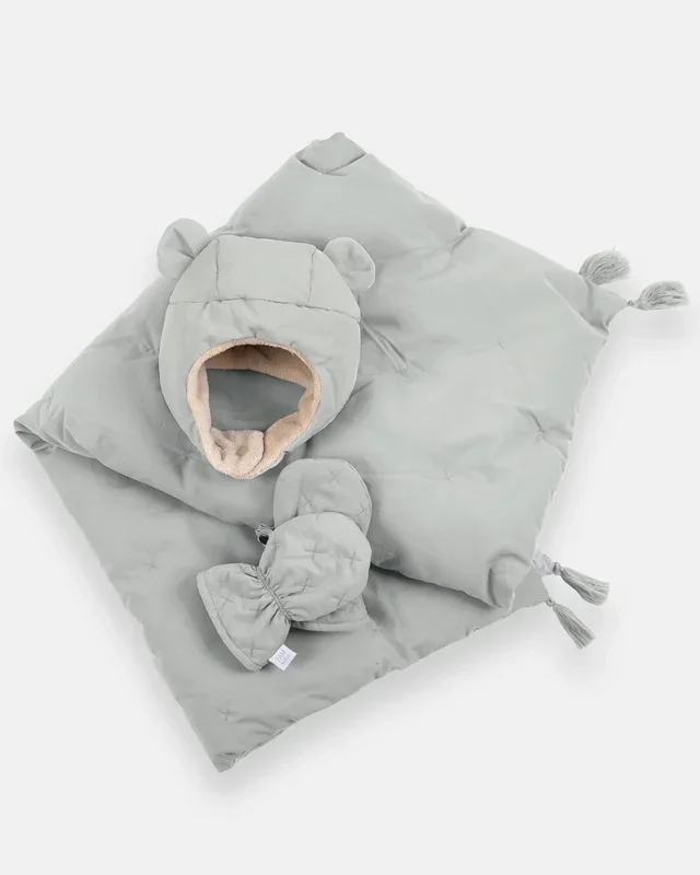 7 A.M. Enfant Cub Set Airy – Mittens, Hat & Blanket – Bondi