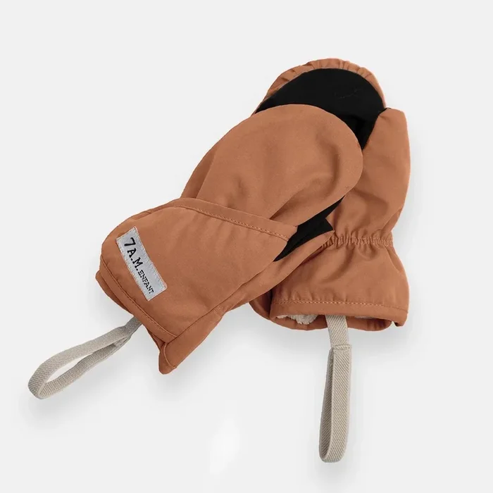 7 A.M. Enfant Mittens – Benji Plush – Spice, 6-12M