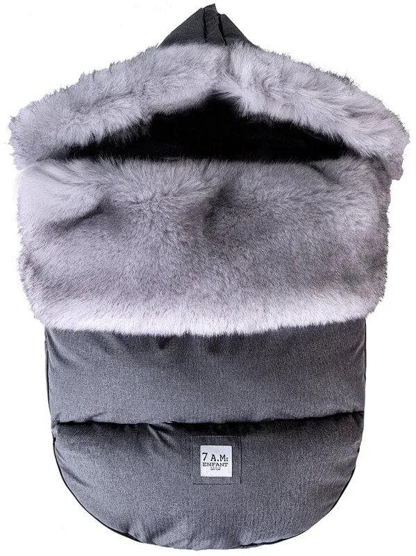 7 A.M. Enfant Plushpod Footmuff – Tundra – Heather Grey Dark – Arctic Faux Fur (0-18m)