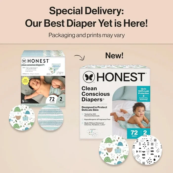 72ct Clean Conscious Diapers Size 2 – Turtle Time + Pattern Play