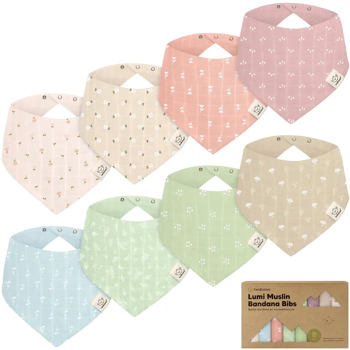 8-Pack Lumi Muslin Bandana Bibs (Wild Bloom)