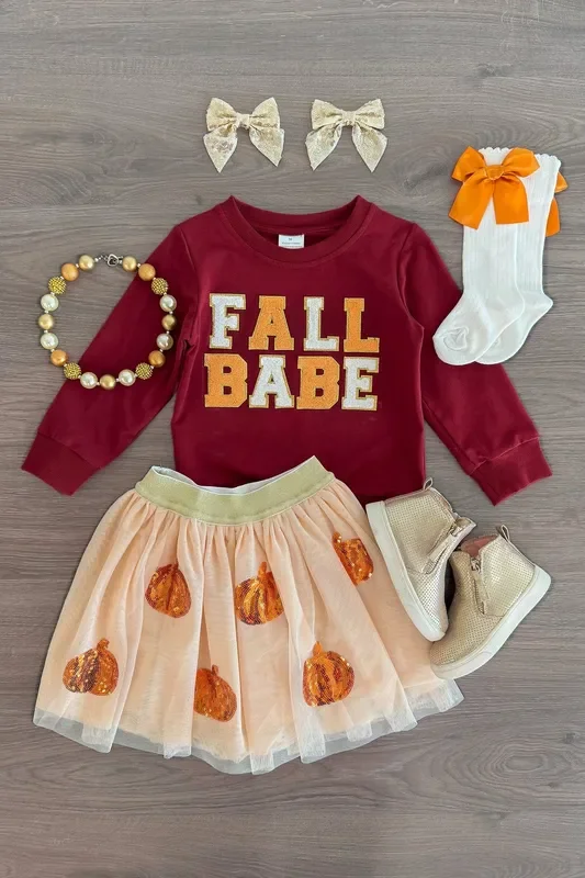 “Fall Babe ” Burgundy Chenille Patch Top