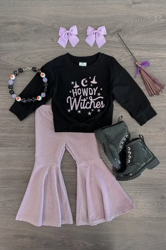 “Howdy Witches ” Glitter Bell Bottom Set