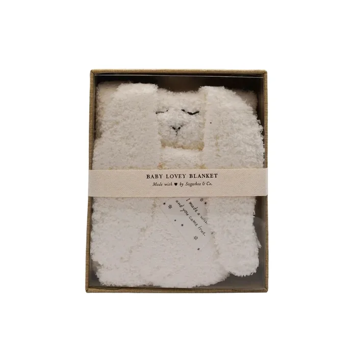 “I made a wish and you came true.” Bunny Baby Lovey Blanket – White
