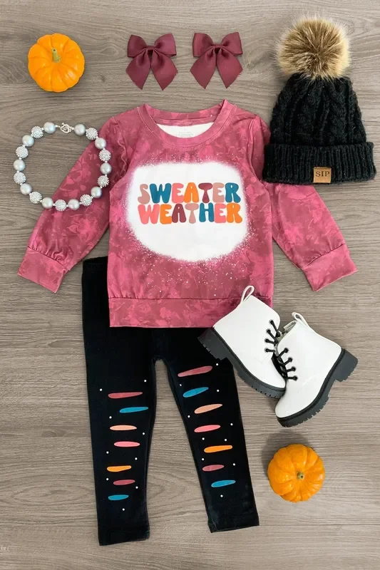 “Sweater Weather ” Plum Legging Set