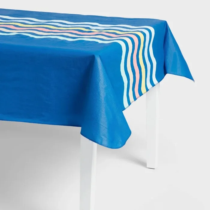 84″ x 60″ Striped Tablecloth – Navy