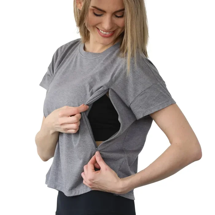 Abigail Short Sleeve Nursing T-shirt (dark Gray)