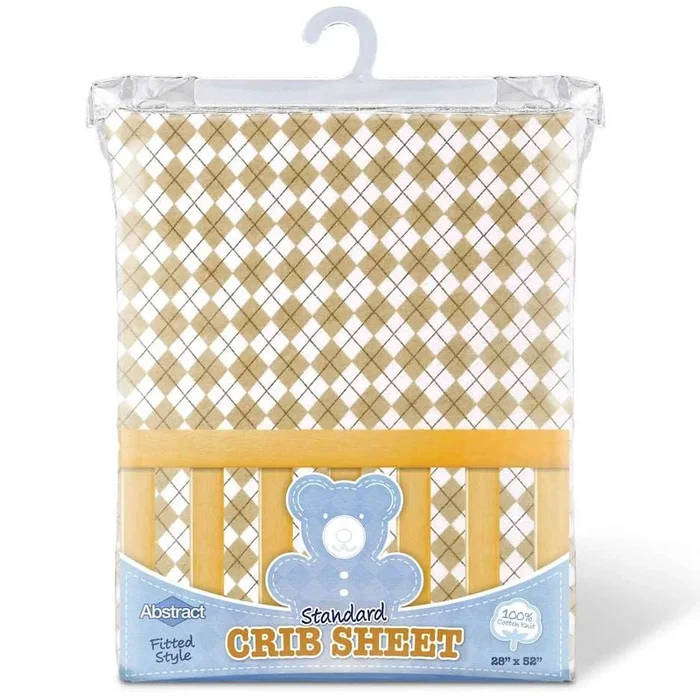 ABSTRACT FITTED SHEET BEIGE ARGYLE FOR REGULAR CRIB – 28″ X 52″