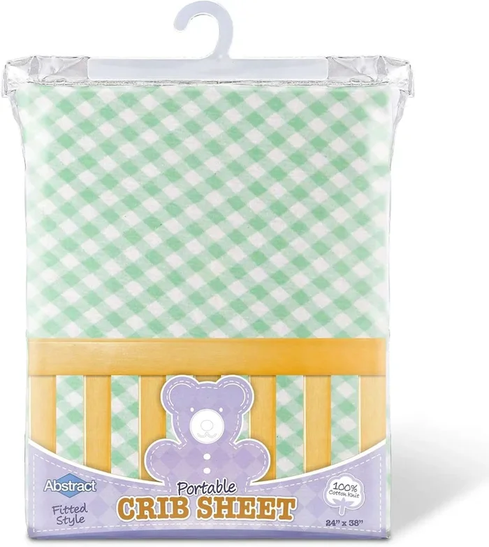 ABSTRACT FITTED SHEET CHECKED GREEN FOR STANDARD CRIB – 28″ X 52″