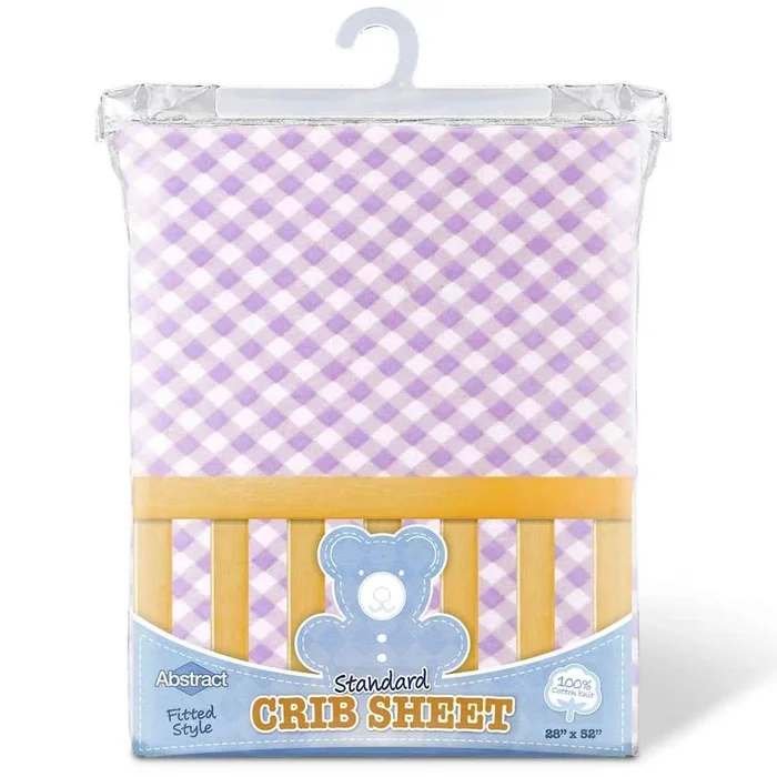ABSTRACT FITTED SHEET CHECKED LAVENDER FOR STANDARD CRIB – 28″ X 52″