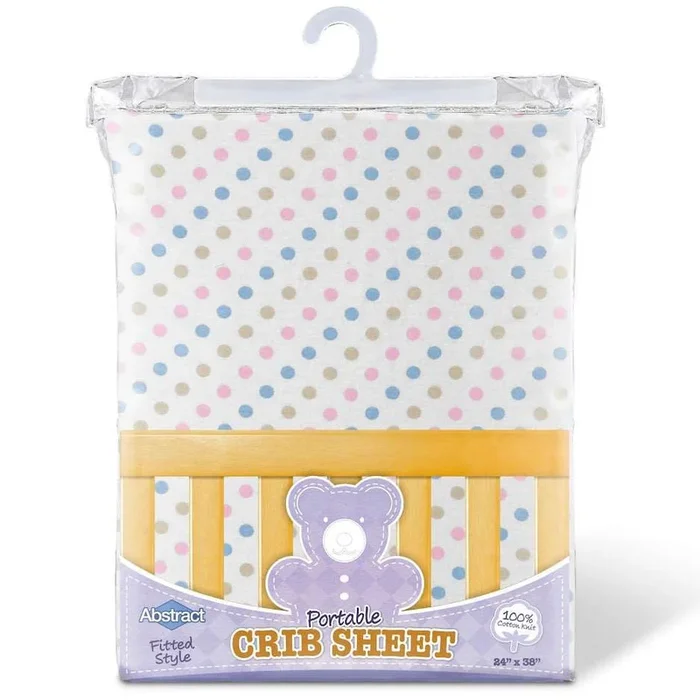 ABSTRACT FITTED SHEET POLKA DOT MULTI COLOR FOR PORTABLE CRIB – 24″ X 38`