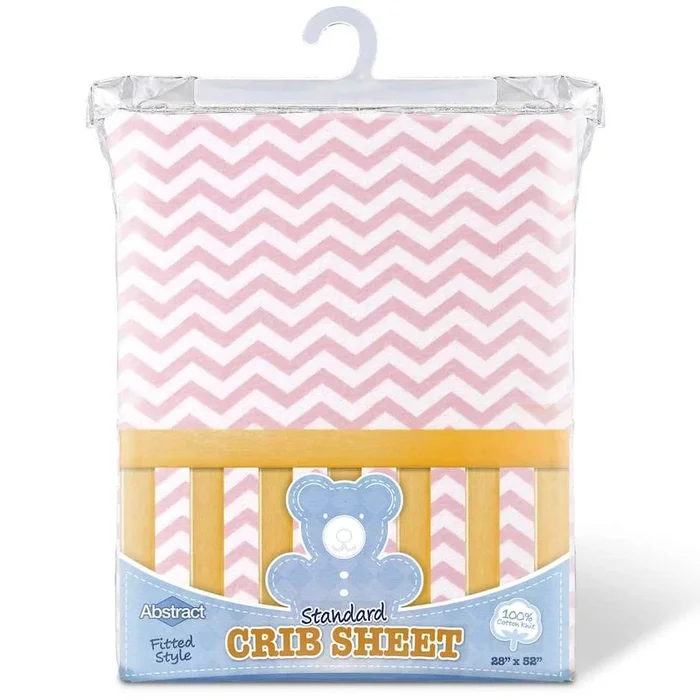 ABSTRACT FITTED SHEET ZIGZAG PINK FOR STANDARD CRIB – 28″ X 52″