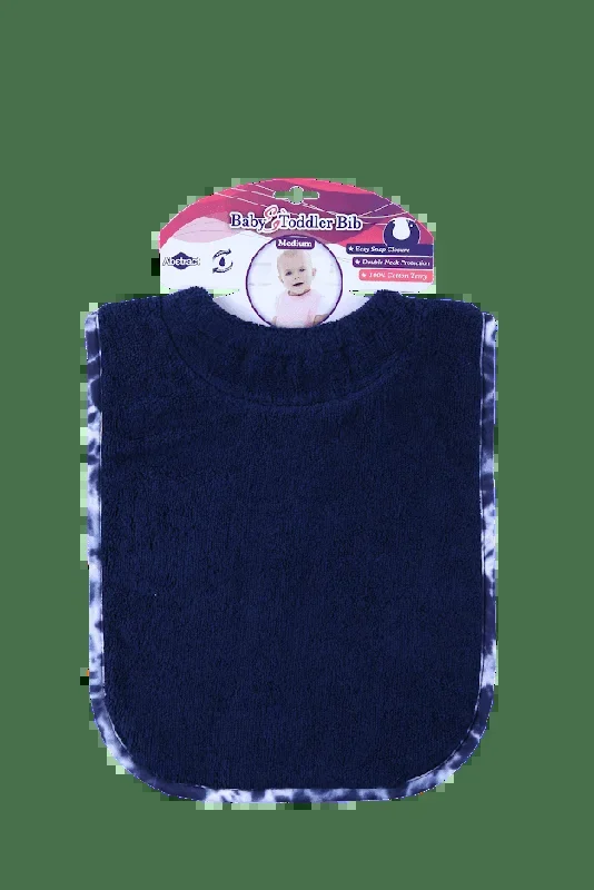 ABSTRACT WATERPROOF BIB WITH SNAPS, SOLID NAVY – MEDIUM