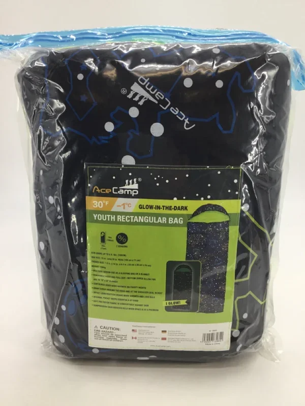 Ace Camp Navy Constellations Glow in the Dark Youth Sleeping Bag – Fits up to si