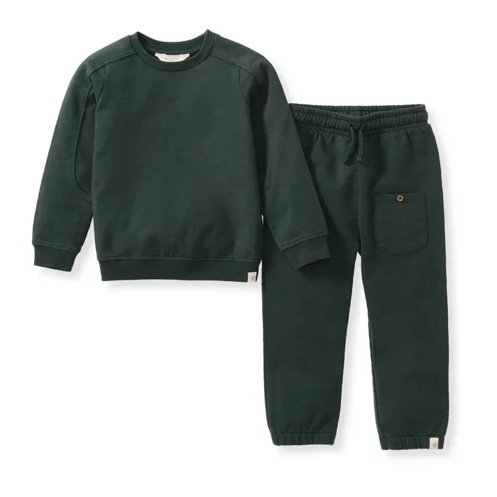 Acid Wash Sweatshirt & Pants Set – Zucchini Green