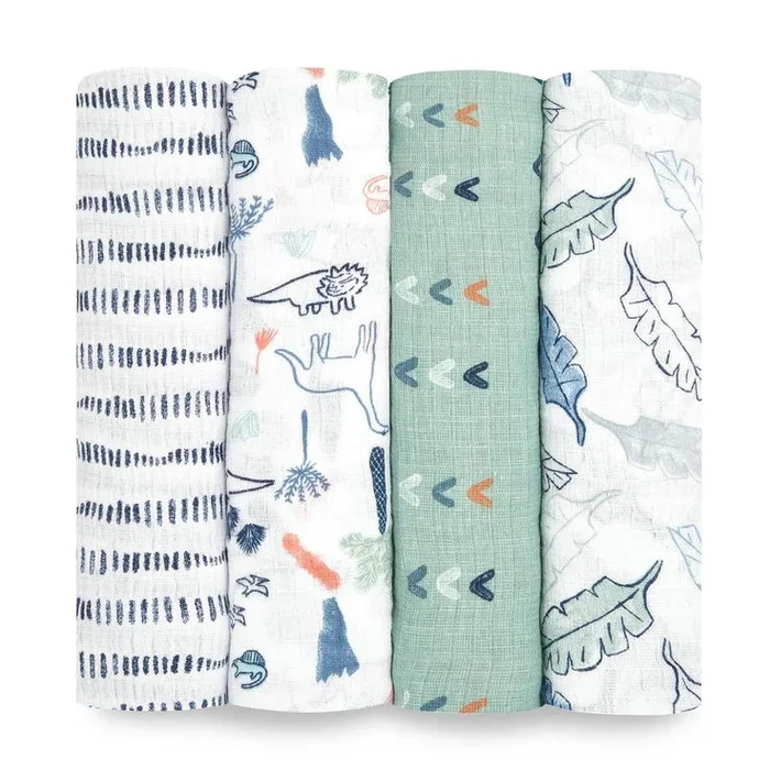 Aden and Anais 4-Pack Classic Swaddles – Dinotime