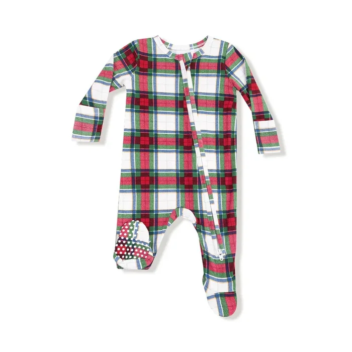 Angel Dear 2 Way Zipper Footie | Holiday Plaid