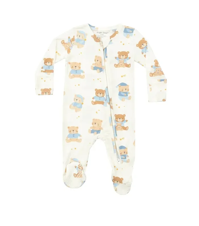 Angel Dear Blue Teddy Bears Zip Footie