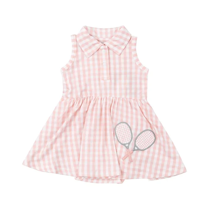 Angel Dear Tennis Tank Bodysuit Dress | Mini Pink Gingham