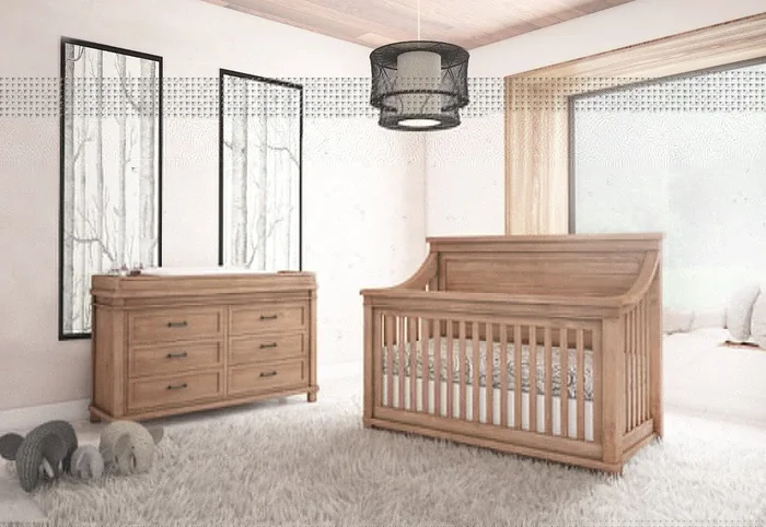 Appleseed Rowan 2 Piece Nursery Set – Flat Convertible Crib + Dresser