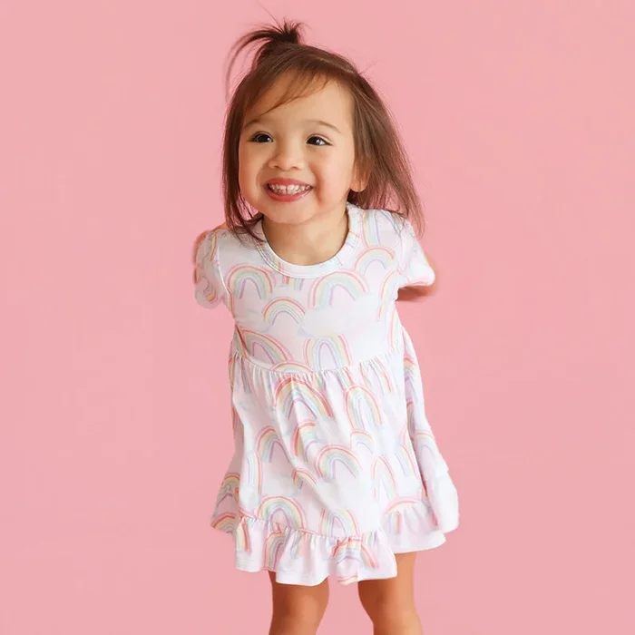 April Ruffled Twirl Bodysuit Dress