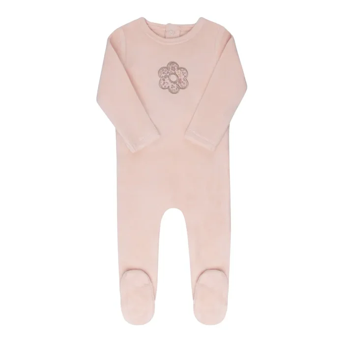 Aurora Pink Liberty Floral Velour Footie
