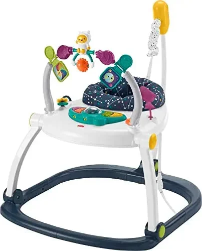 Baby Bouncer SpaceSaver Jumperoo Activity Center with Lights Sounds and Folding Frame – Astro Kitty