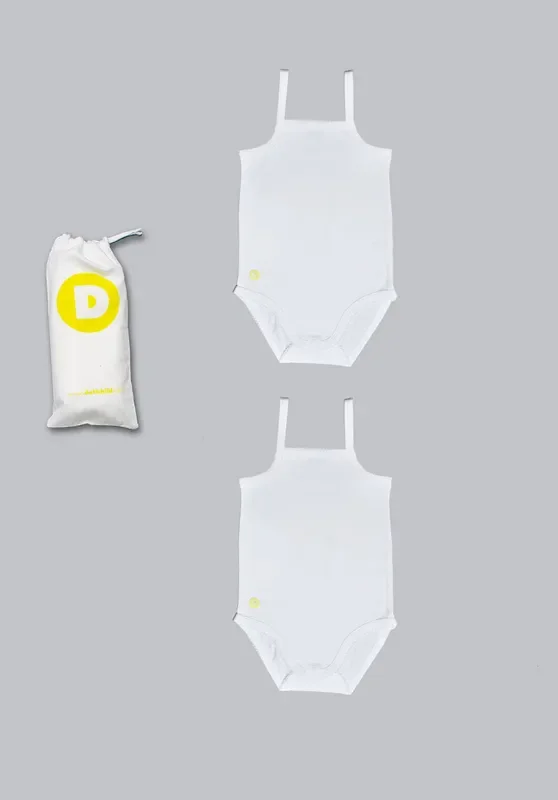Baby Boy 2pc White Sleeveless Onesie Set