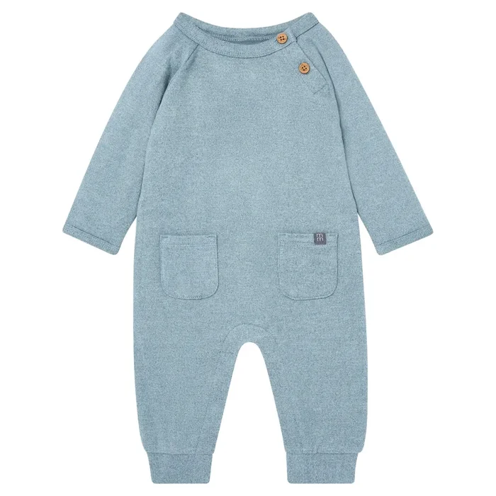 Baby Boys Teal Heather Hacci Long Sleeve Romper