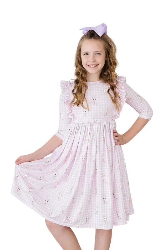 Baby Bunnies 3/4 Sleeve Ruffle Twirl Dress