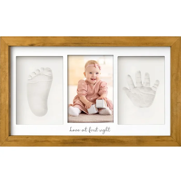 Baby Handprint & Footprint Keepsake Duo Frame (Golden Wheat)
