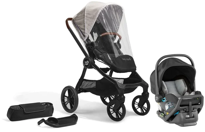 Baby Jogger City Sights + City GO 2 Travel System + Accessory Bundle – Frosted Ivory / Slate