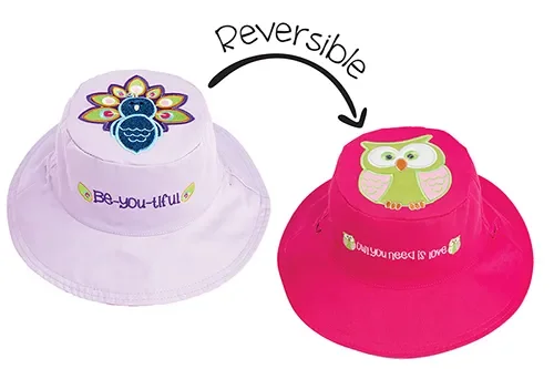 Baby/kids Reversible Sun Hat – Peacock | Owl