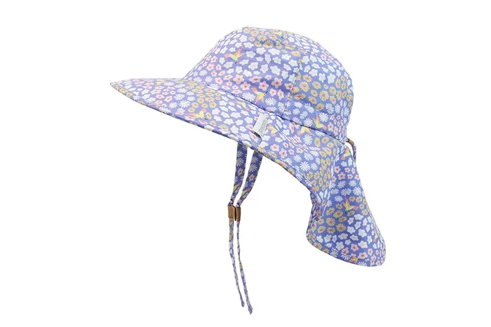Baby/kids Sun Hat With Neck Cape – Floral Field