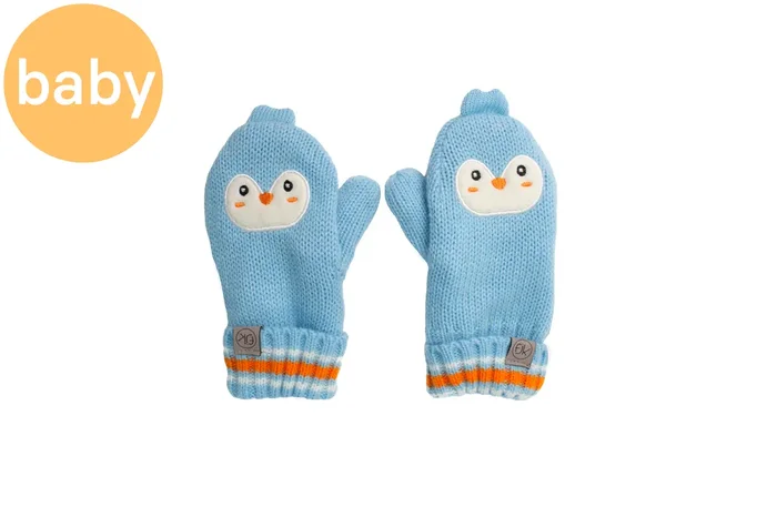 Baby Knitted Mittens – Penguin