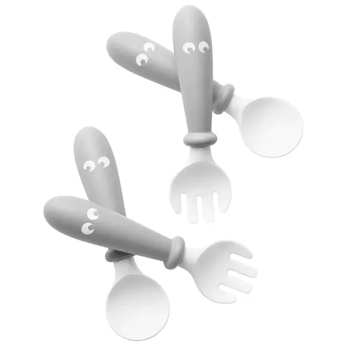 Baby Spoon and Fork, 4 Pcs – Gray