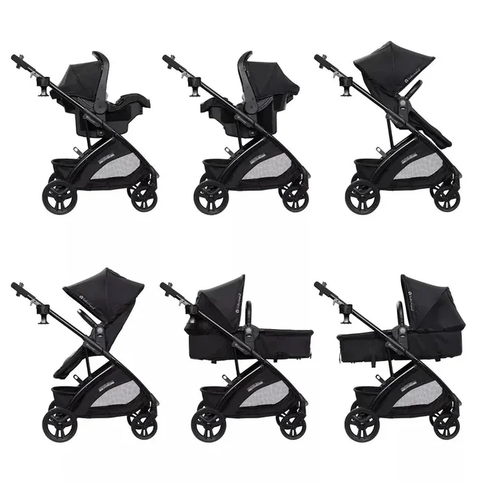 Baby Trend Passport Switch Modular Travel System, Bassinet & Car Seat Bundle with Lil’ Snooze Deluxe II Nursery Center Dash Black System + Lil Snooze Deluxe