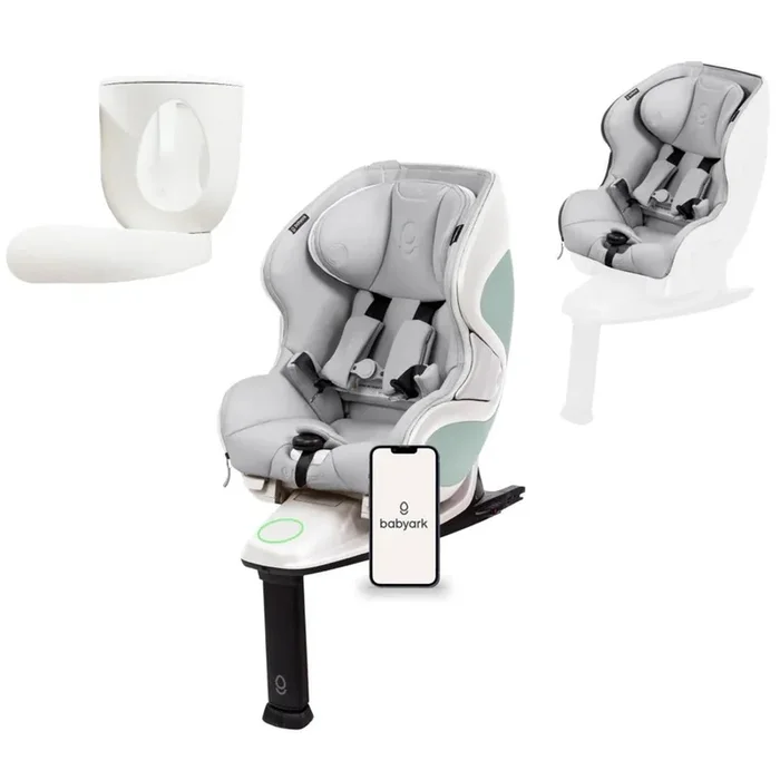 Babyark Smart Convertible Car Seat + Exta Cover + Cup Holder Foodie Bundle – Eggshell White / Glacier Ice