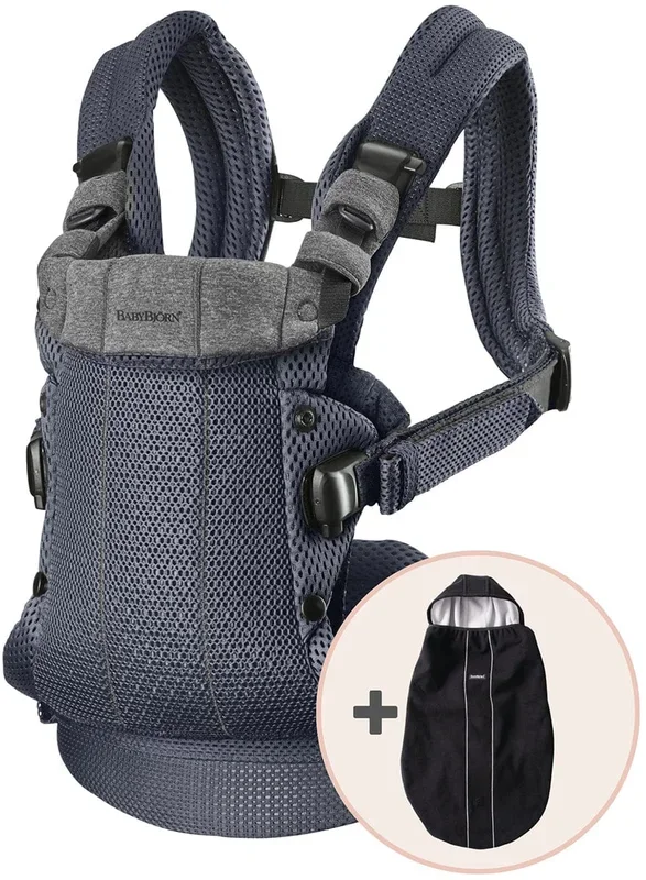 BabyBjörn Baby Carrier Harmony, 3D Mesh + Cover Bundle – Anthracite / Black