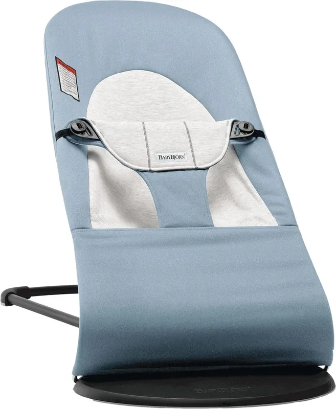 BabyBjörn Bouncer Balance Soft, Black Frame Woven/Jersey Blue/Grey