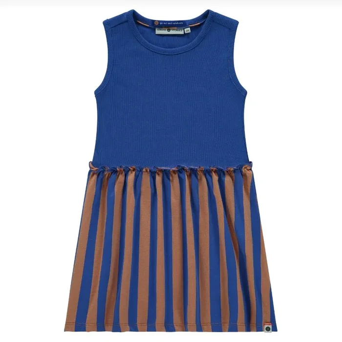 Babyface – Sleeveless Dress – Blue + Orange Stripe