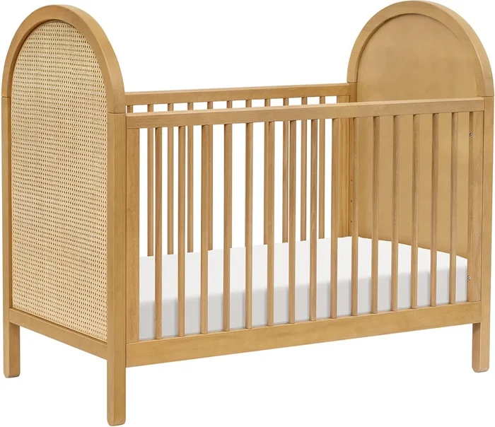 Babyletto Bondi Cane 3-in-1 Convertible Crib w/Toddler Bed Conversion Kit – Honey / Natural Cane